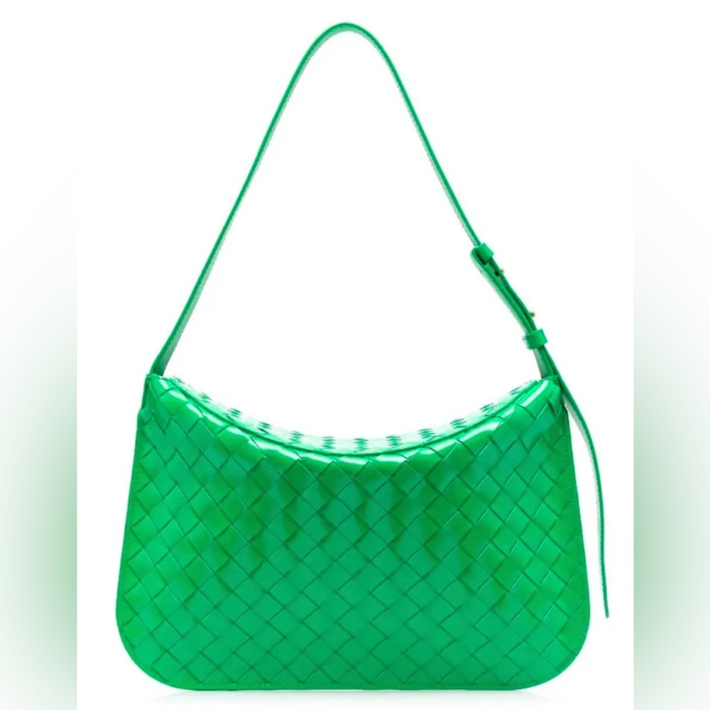 BRAND NEW BOTTEGA VENETA GREEN INTRECCIATO WEAVE SHOULDER LEATHER BAG PURSE - Picture 2 of 13